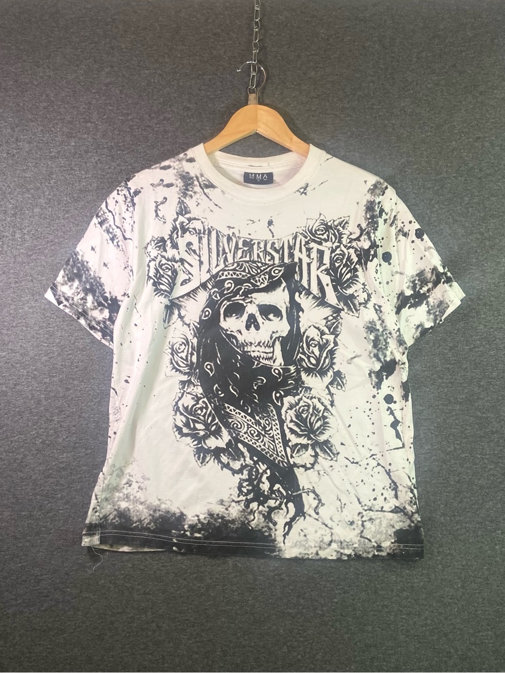 Vintage Y2K Silver Star Casting Co MMA Graphic T-Shirt XL White All Over Print